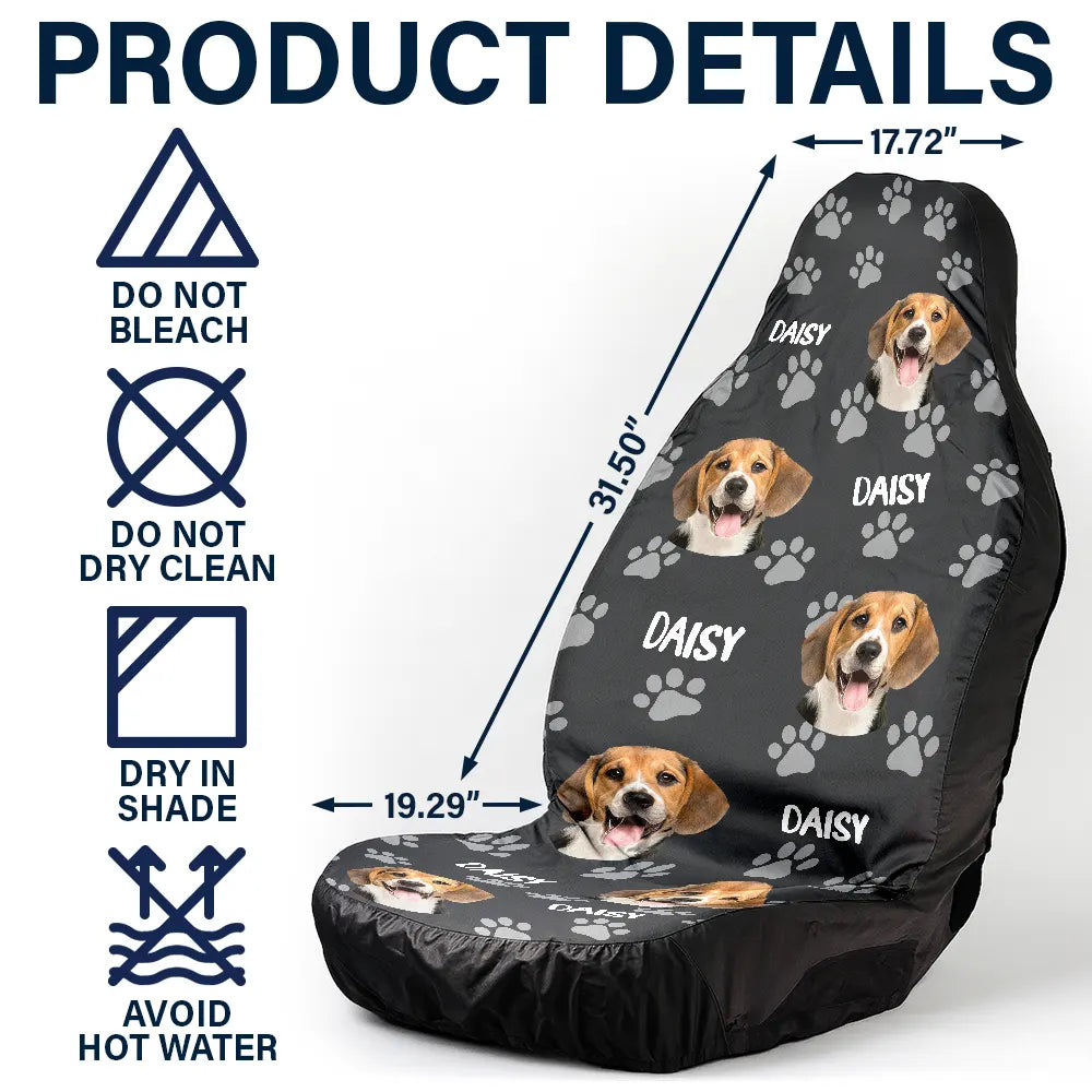 Pet Lovers,Funny - Custom Photo Funny Pet Face Pattern Dog Cat Family - Personalized Car Seat Cover