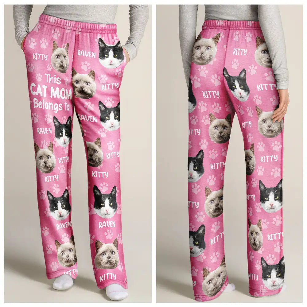 Cat Lovers,Pet Lovers,Dog Lovers,Dog Mom,Dog Dad,Cat Mom,Cat Dad,Happy - Custom Photo Funny Pet Face This Dog Dad Belongs To - Personalized Pajama Pants
