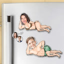 Gift For Couples,Gift For Husband,Gift For Wife,Gift For Boyfriend,Gift For Girlfriend,Gift For Men,Gift For Women,Gift For Yourself - Custom Photo Funny Woman Man Lying Down - Personalized Acrylic Fridge Magnet