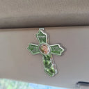 Memorial,Christian,Sad - Custom Photo God Has You In His Arms Cross Memorial Gifts - Personalized Custom Shaped Acrylic Car Visor Clip