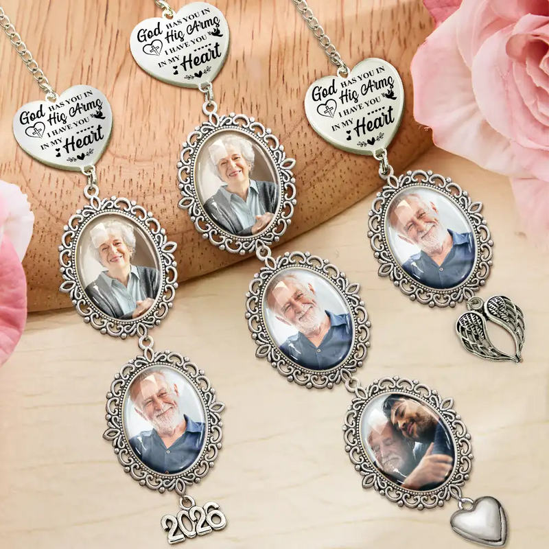Sad, Memorial, Graduation, Gift For Yourself, Christian - Custom Photo God Has You In His Arms I Have You In My Heart - Personalized Graduation Tassel Charm