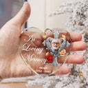 Custom Photo God Has You In His Arms Memorial - Personalized Heart Shaped Glass Ornament