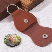 Memorial,Family,Parents,Gift For Grandparents,Sad - Custom Photo God Has You In His Arms Memorial - Personalized Leather Pocket Hug