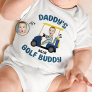 Golf,New Dad,Gift For Kids,New baby,Happy,Dad's Hobby - Custom Photo Golf Buddy - Personalized Baby Onesie