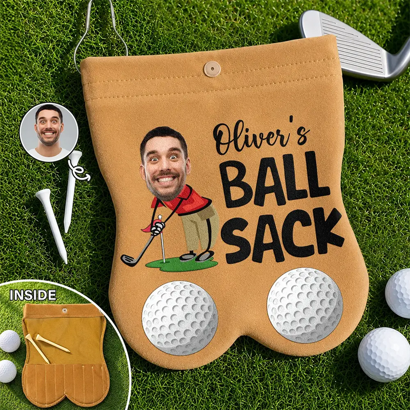 Humorous,Gift For Men,Golf,Gift For Yourself,Icon,Cut-Face Photo - Custom Photo Golf Lovers Ball Sack - Personalized Golf Ball Sacks