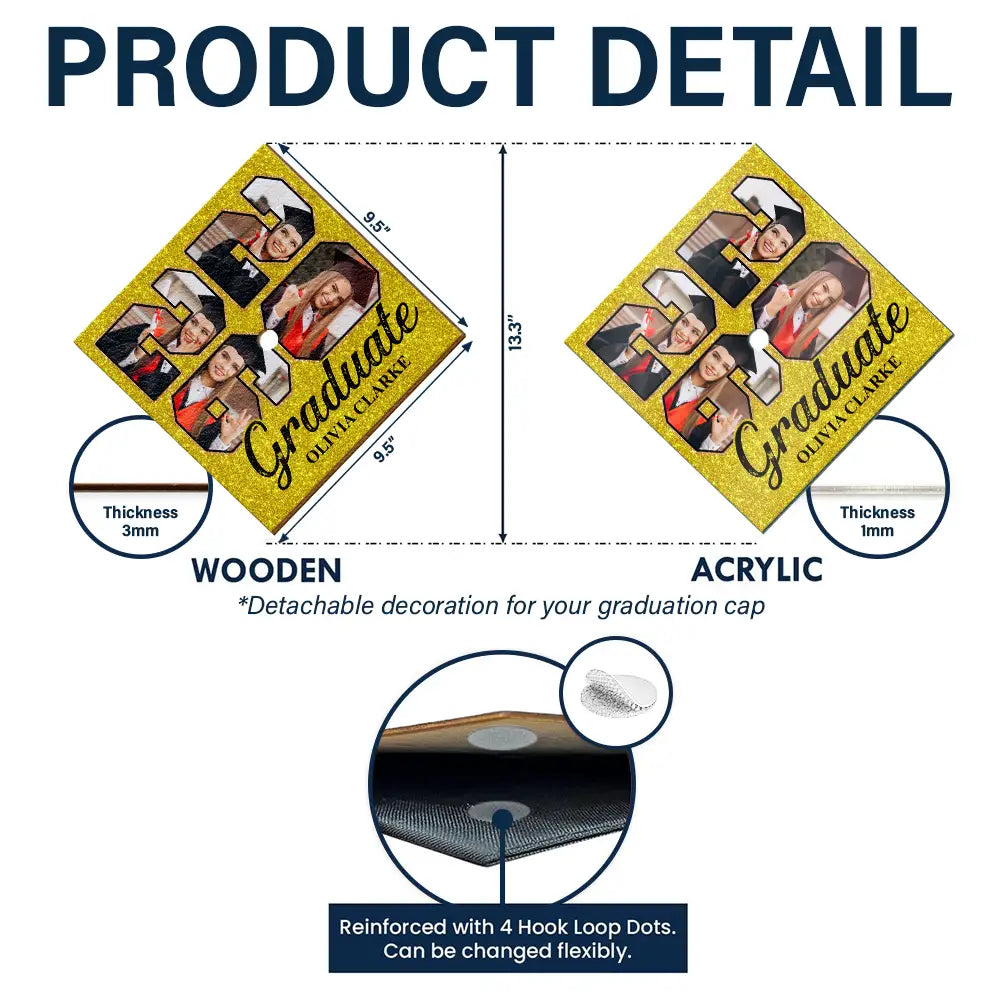 Graduation,Gift For Yourself,Happy,Custom Photo - Custom Photo Graduate Anniversary - Personalized Graduation Cap Topper