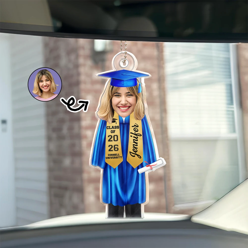 Custom Photo Graduation Cap Gown Stole - Personalized Acrylic Car Hanger