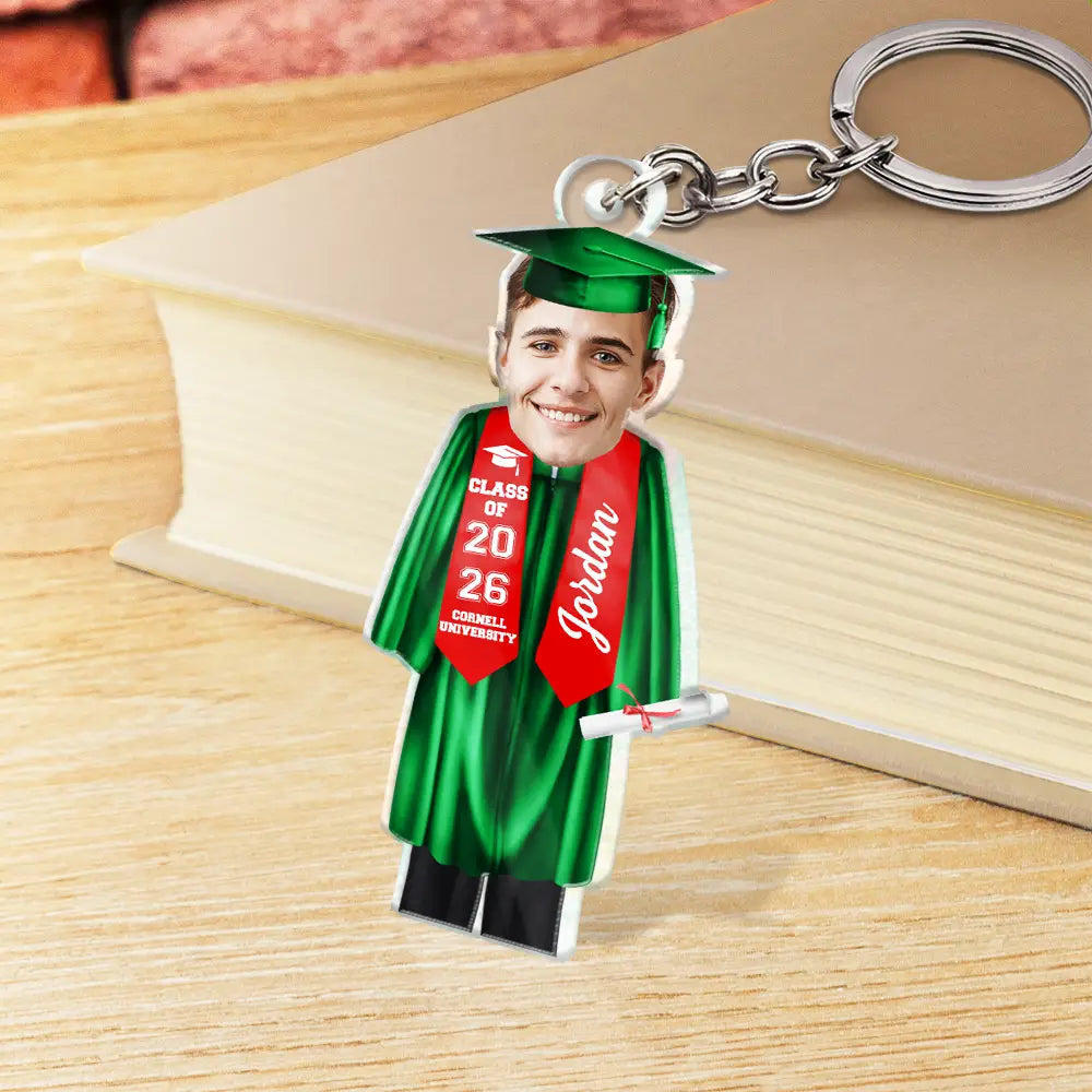 Gift For Yourself,Graduation,Happy - Custom Photo Graduation Cap Gown Stole - Personalized Acrylic Keychain