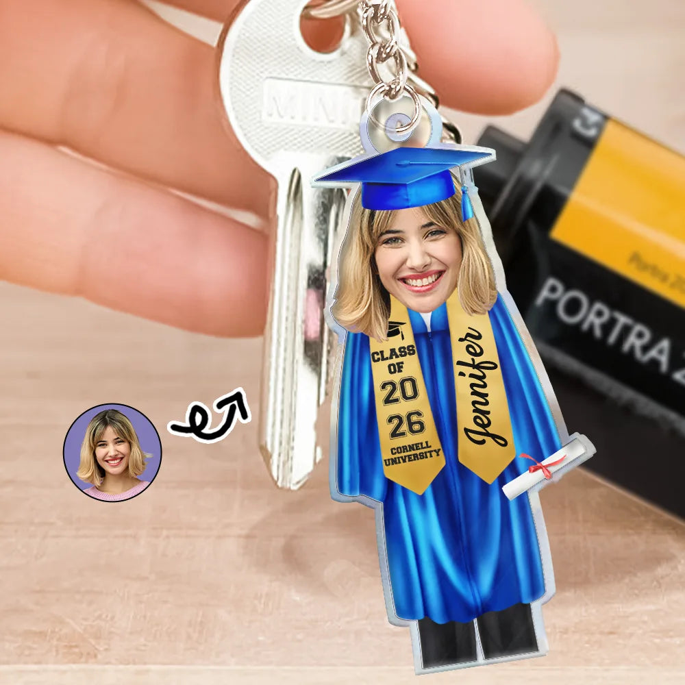 Custom Photo Graduation Cap Gown Stole - Personalized Acrylic Keychain