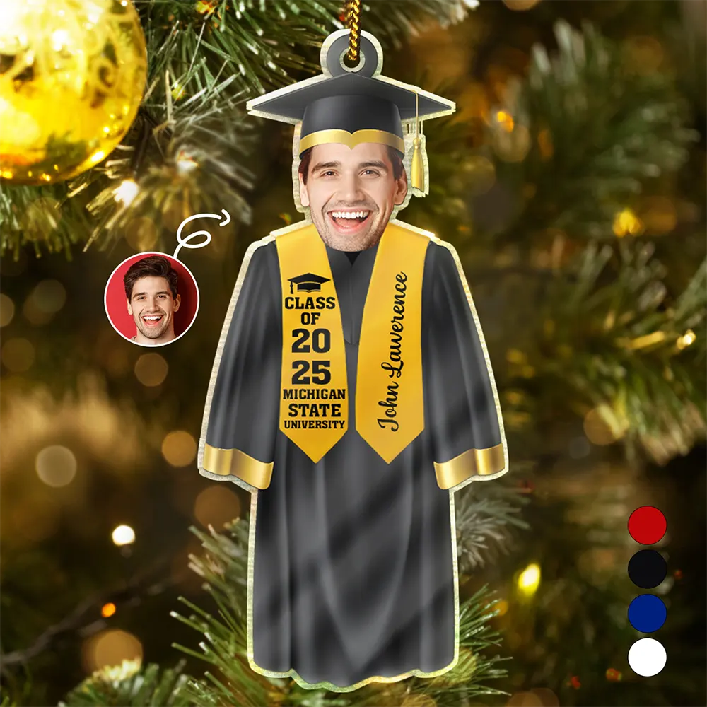 Graduation,Christmas,Happy,Custom Photo - Custom Photo Graduation Face Cut - Personalized Custom Shaped Acrylic Ornament