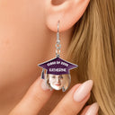 Graduation,Gift For Yourself,Gift For Women,Gift For Daughter,Gift For Sisters,Gift For Bestie - Custom Photo Graduation Hat With Funny Face - Personalized Acrylic Earrings