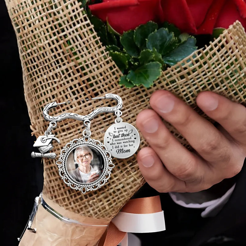 Graduation,Family,Love - Custom Photo Graduation I Remembered Who Was Watching - Personalized Graduation Tassel Pin