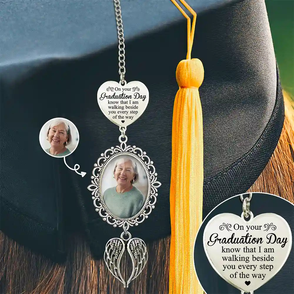 Custom Photo Graduation Walking Beside You Memorial - Personalized Graduation Tassel Charm