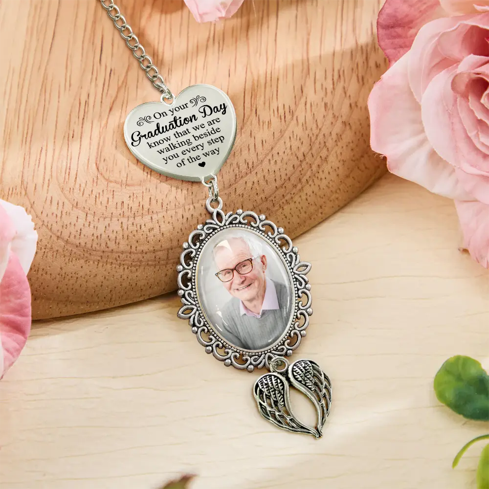 Graduation,Gift For Yourself,Memorial - Custom Photo Graduation Walking Beside You Memorial - Personalized Graduation Tassel Charm
