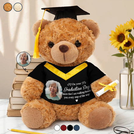 Custom Photo Graduation Walking Beside You Memorial - Personalized Teddy Bear