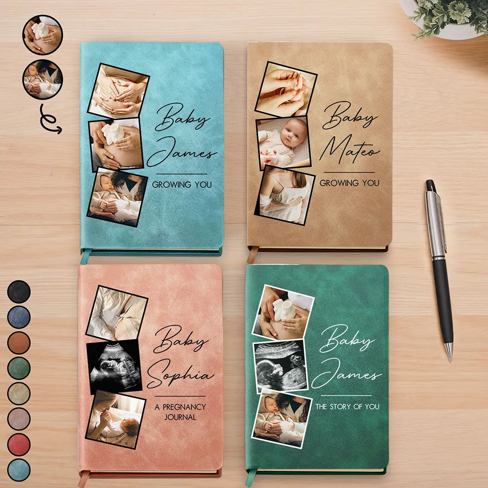 Custom Photo Growing You Journey - Personalized Leather Journal