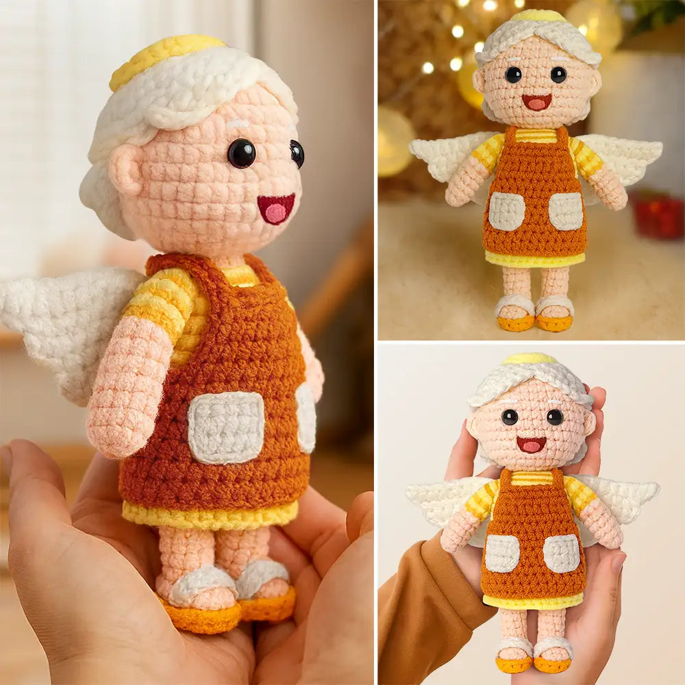 Family,Gift For Bestie,Love - Custom Photo Handmade Doll Gift - Personalized Crochet Portrait Doll