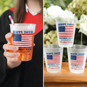Independence Day,Family,America 250th,Photo,Proud - Custom Photo Happy 250th Birthday USA Family Name - Personalized Frosted Cups