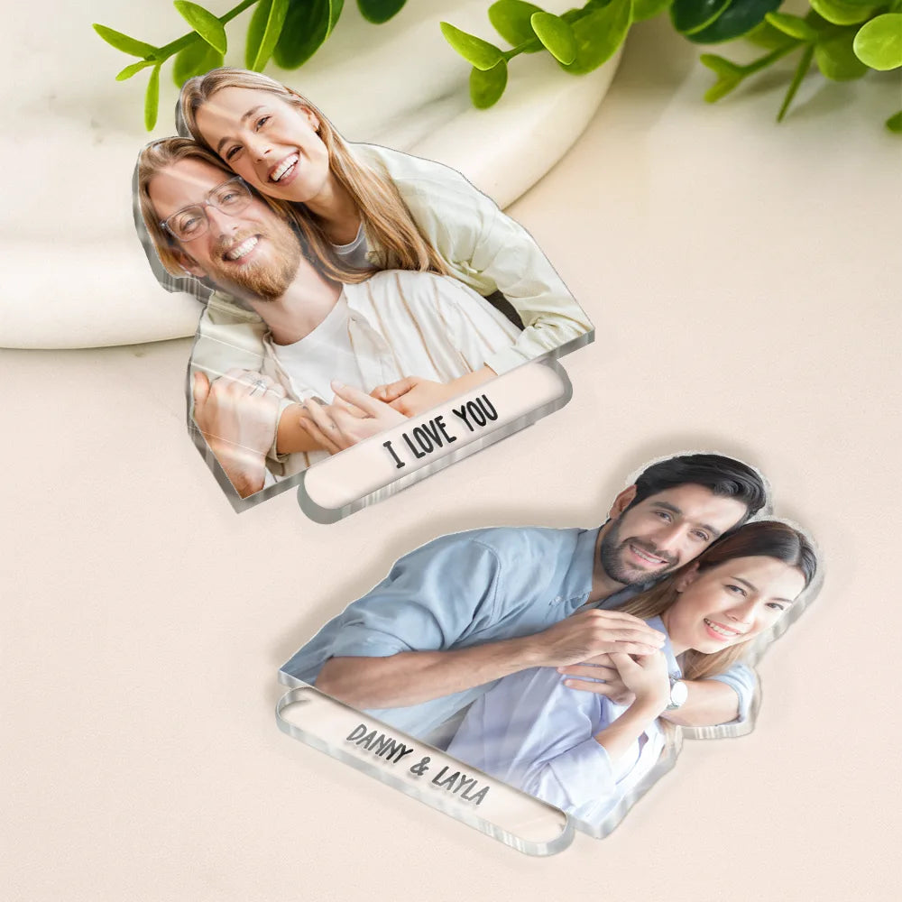 Gift For Couples, Gift For Husband, Gift For Wife, Gift For Boyfriend, Gift For Girlfriend, LGBT, Love, Non-Eng - Custom Photo Happy Couple - Personalized Acrylic Fridge Magnet