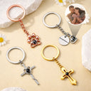 Gift For Couples,Old Couples,Dog Couple,Pet Couple,Cat Couple,Love - Custom Photo Happy Couples Anniversary Gift - Personalized Custom Shaped Photo Projection Keychain