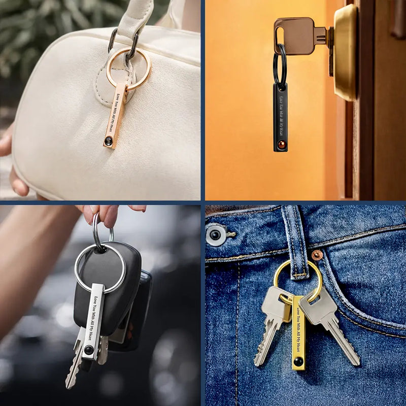 Gift For Couples,Love,Gift For Husband,Gift For Wife,Gift For Boyfriend,Gift For Girlfriend - Custom Photo Happy Couples I Love You - Personalized Photo Projection Keychain