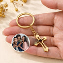 Family,Gift For Husband,Gift For Wife,Gift For Aunt,Gift For Uncle,Gift For Mother,Gift For Grandpa,Gift For Father,Gift For Grandma,Gift For Grandparents,Gift For Daughter,Gift For Son,Gift For Sibling,Gift For Sisters,Gift For Brothers - Custom Photo Happy Family Memories - Personalized Custom Shaped Photo Projection Keychain