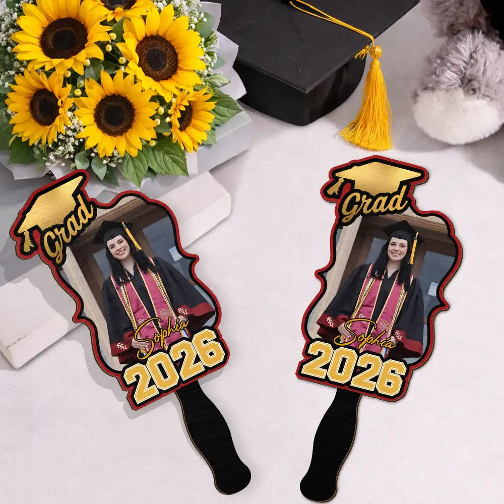 Graduation,Gift For Yourself,Gift For Women,Gift For Men,Gift For Daughter,Gift For Son,Gift For Sisters,Gift For Brothers,Gift For Bestie,Gift For Sibling,Happy - Custom Photo Happy Graduation - Personalized Graduation Handheld Fan