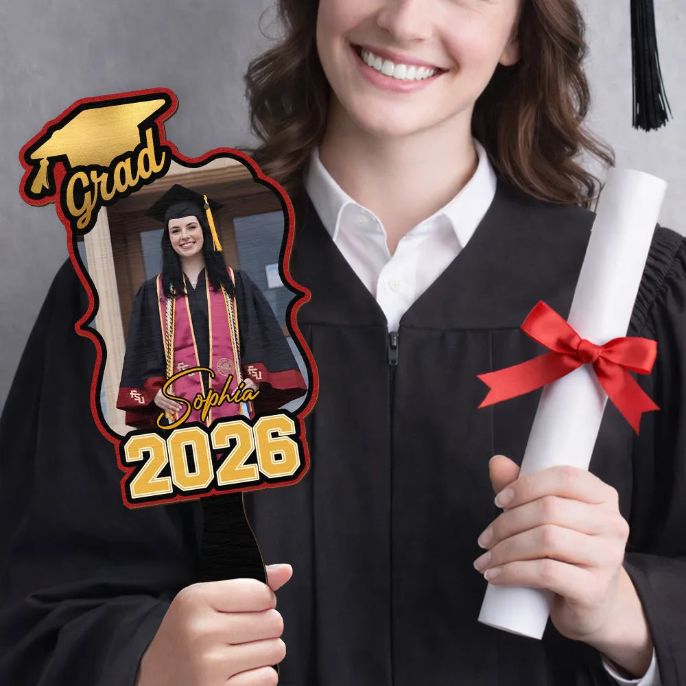 Graduation,Gift For Yourself,Gift For Women,Gift For Men,Gift For Daughter,Gift For Son,Gift For Sisters,Gift For Brothers,Gift For Bestie,Gift For Sibling,Happy - Custom Photo Happy Graduation - Personalized Graduation Handheld Fan