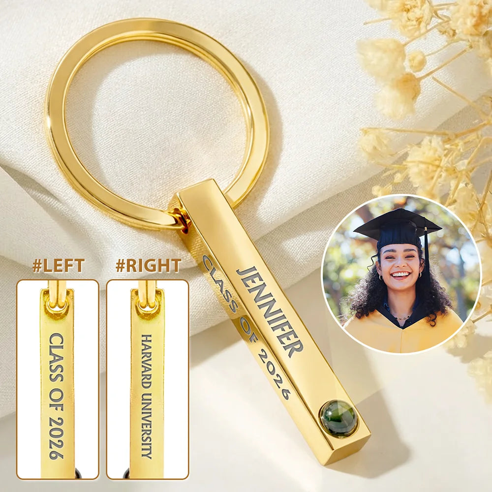 Custom Photo Happy Graduation - Personalized Photo Projection Keychain