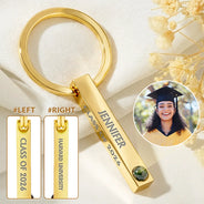 Graduation,Happy,Gift For Yourself,Gift For Women,Gift For Men,Gift For Bestie - Custom Photo Happy Graduation - Personalized Photo Projection Keychain