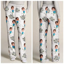 Gift For Grandpa,Gift For Father,Happy,Custom Photo - Custom Photo Happy Grandkids Best Papa Grandpa Ever Rain Pattern - Personalized Pajama Pants