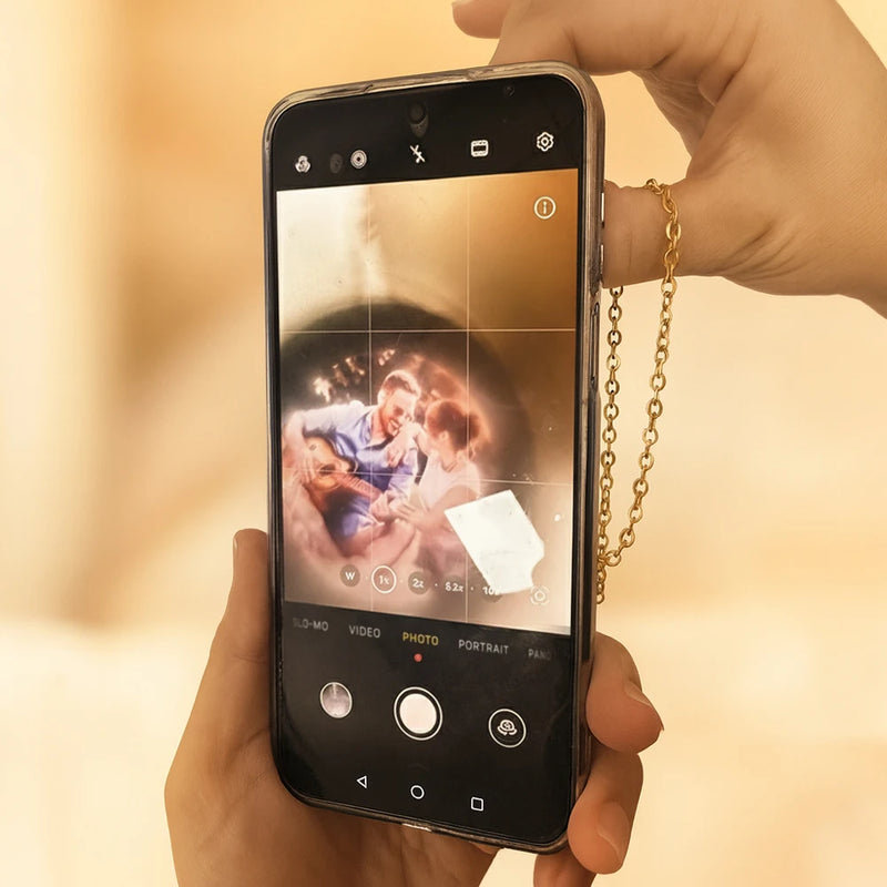 Happy,Parents,Gift For Grandparents,Gift For Mother,Gift For Wife,Gift For Grandma - Custom Photo Happy Kid Grandkids Parents Grandparents - Personalized Bubble Projection Necklace