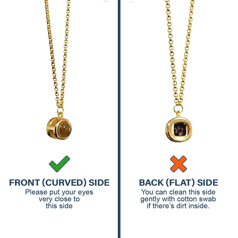 Happy,Parents,Gift For Grandparents,Gift For Mother,Gift For Wife,Gift For Grandma - Custom Photo Happy Kid Grandkids Parents Grandparents - Personalized Bubble Projection Necklace