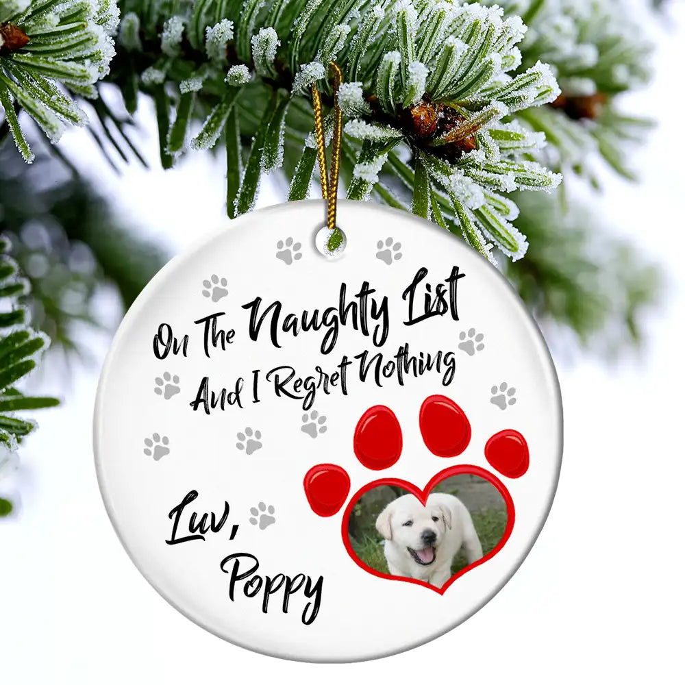 Funny,Custom Photo,Pet Lovers,Pet Mom,Pet Dad,Christmas - Custom Photo Have Yourself A Furry - Personalized Circle Ceramic Ornament