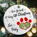 Funny,Custom Photo,Pet Lovers,Pet Mom,Pet Dad,Christmas - Custom Photo Have Yourself A Furry - Personalized Circle Ceramic Ornament