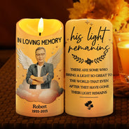 Memorial, Custom Photo, Sad - Custom Photo Her Light Remains - Personalized Flameless LED Candle