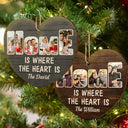 Family,Gift For Couples,Parents,Gift For Grandparents,Custom Photo,Christmas,Happy - Custom Photo Home Is Where The Heart Is - Personalized Custom Shaped Wooden Ornament