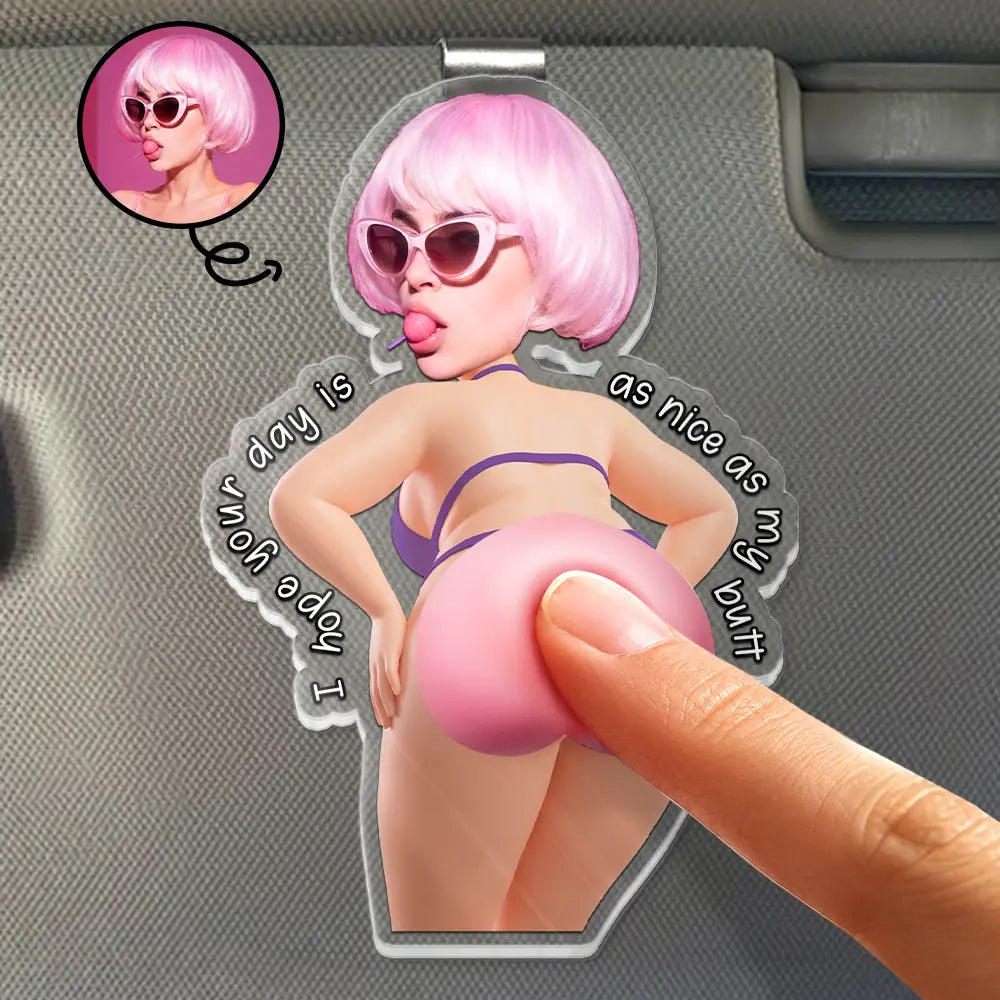 Custom Photo Hope Your Day Is Nice - Personalized Squishy Acrylic Car Visor Clip