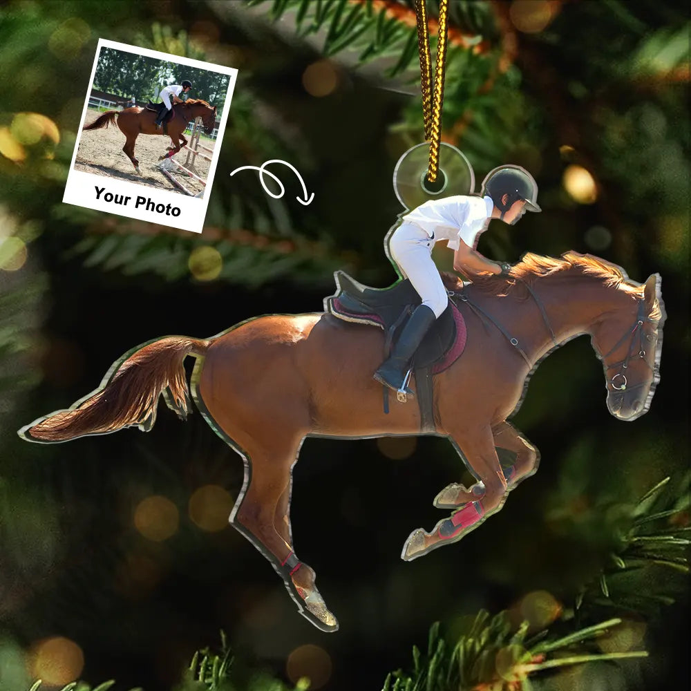 Custom Photo Horse Riding Equestrian Lovers - Personalized Acrylic Photo Ornament