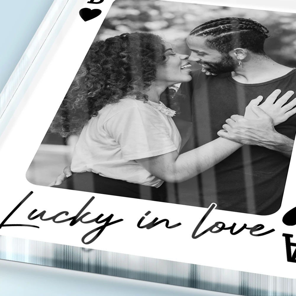 Gift For Couples,Old Couples,Gift For Husband,Gift For Wife,Gift For Boyfriend,Gift For Girlfriend,Love,Custom Photo - Custom Photo How Lucky Are We Playing Card - Personalized Custom Shaped Acrylic Plaque