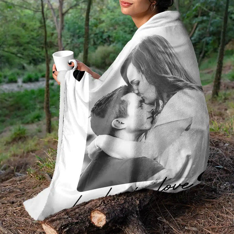 Gift For Couples,Old Couples,Gift For Husband,Gift For Wife,Gift For Boyfriend,Gift For Girlfriend,Love - Custom Photo How Lucky Are We Playing Card - Personalized Fleece Blanket, Sherpa Blanket