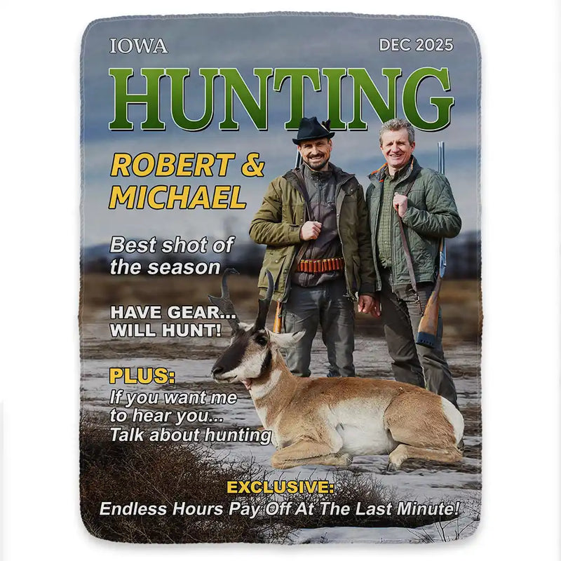 Gift For Yourself,Best friends' Hobby,Hunting,Top Market,Happy - Custom Photo Hunter Of The Year - Personalized Fleece Blanket, Sherpa Blanket