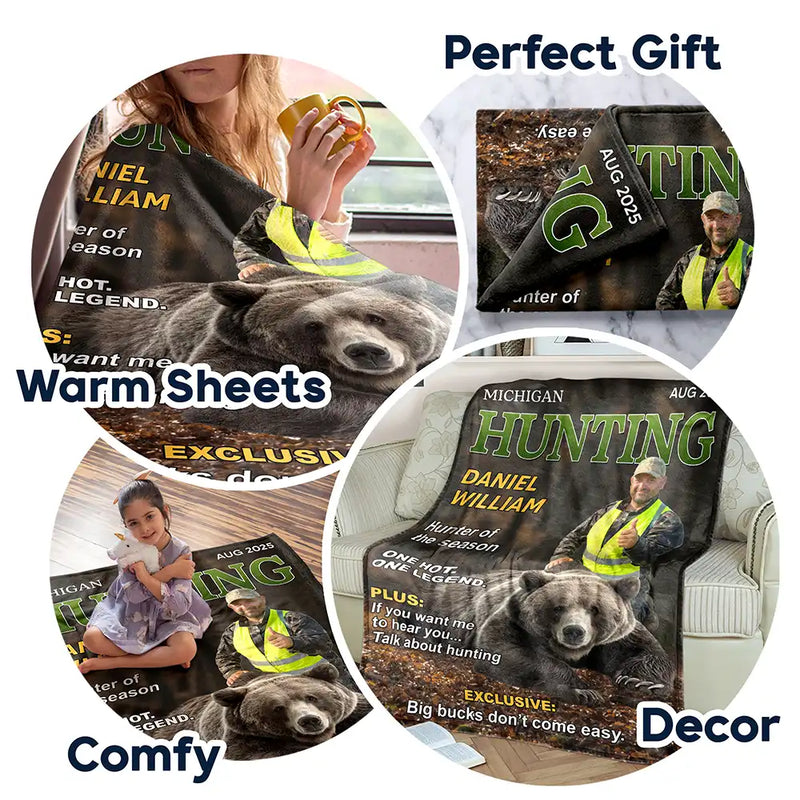 Gift For Yourself,Best friends' Hobby,Hunting,Top Market,Happy - Custom Photo Hunter Of The Year - Personalized Fleece Blanket, Sherpa Blanket