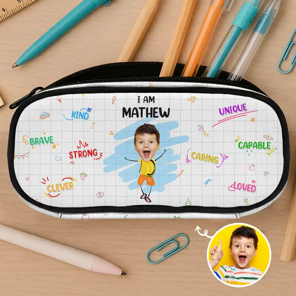 Back To School,Gift For Kids - Custom Photo I Am Affirmations For Kids - Personalized Pencil Case