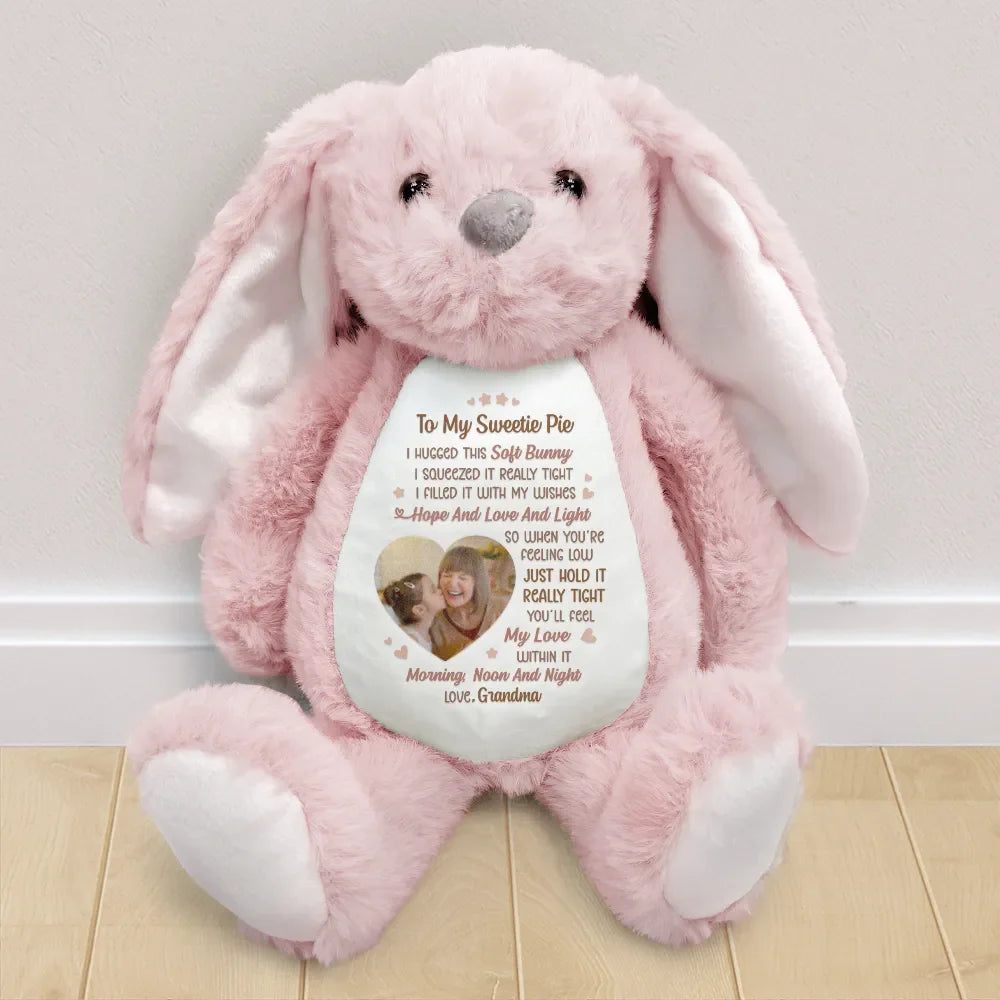 Gift For Grandma, Grandma - Grandkids, Gift For Grandkids, Gift For Daughter, Gift For Mother, Love - Custom Photo I Filled It With My Wishes Grandmother Granddaughter - Personalized Soft Toy Bunny