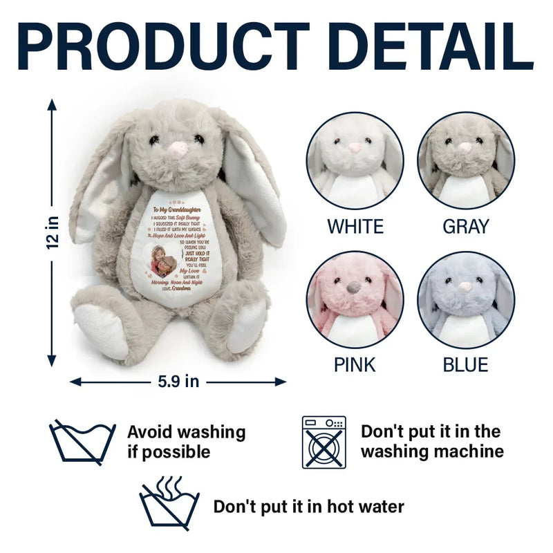Gift For Grandma, Grandma - Grandkids, Gift For Grandkids, Gift For Daughter, Gift For Mother, Love - Custom Photo I Filled It With My Wishes Grandmother Granddaughter - Personalized Soft Toy Bunny