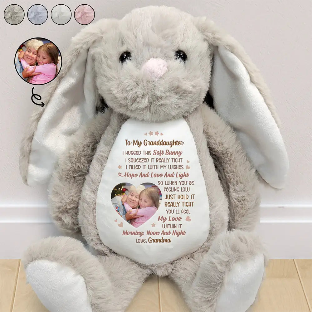 Custom Photo I Filled It With My Wishes Grandmother Granddaughter - Personalized Soft Toy Bunny