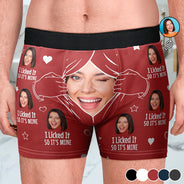 Custom Photo,Gift For Husband,Gift For Boyfriend,Funny - Custom Photo I Licked It So It's Mine - Personalized Men's Boxer Briefs