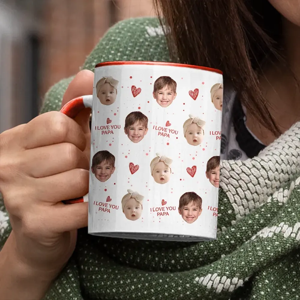 Gift For Husband,Gift For Men,Gift For Father,Gift For Grandpa,Non-Eng,Photo,Adorable - Custom Photo I Love You Dad Grandpa - Personalized Accent Mug