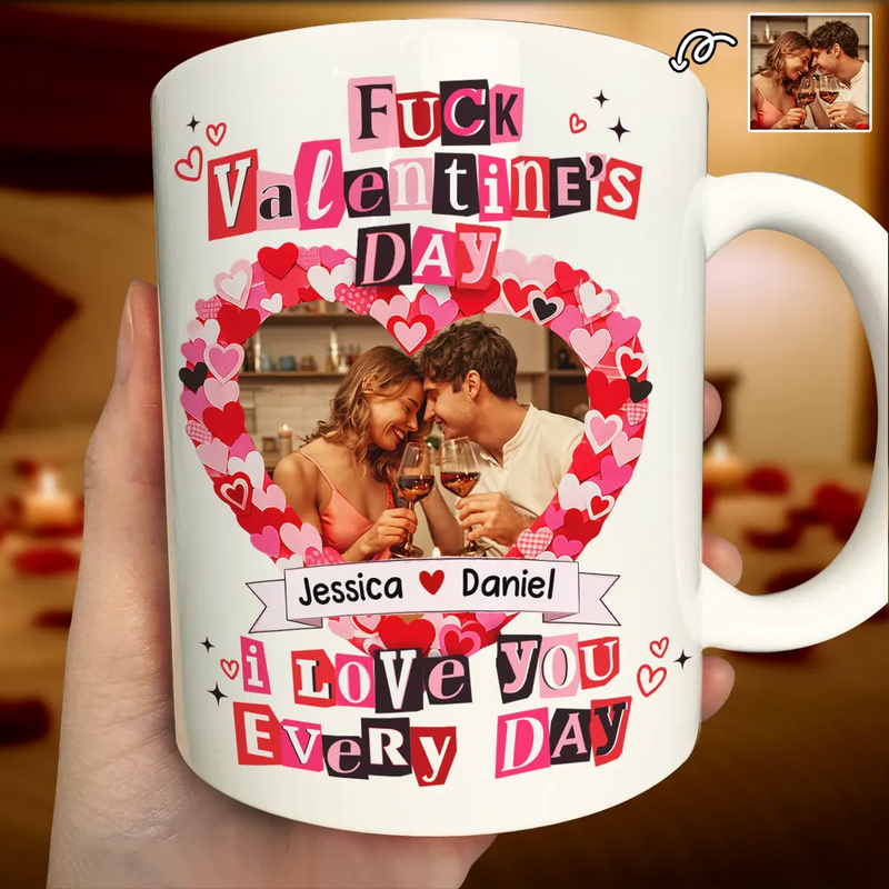 Old Couples,Gift For Couples,Gift For Husband,Gift For Wife,Gift For Boyfriend,Gift For Girlfriend,Love,Custom Photo - Custom Photo I Love You Every Day Ransom Note Style - Personalized Mug